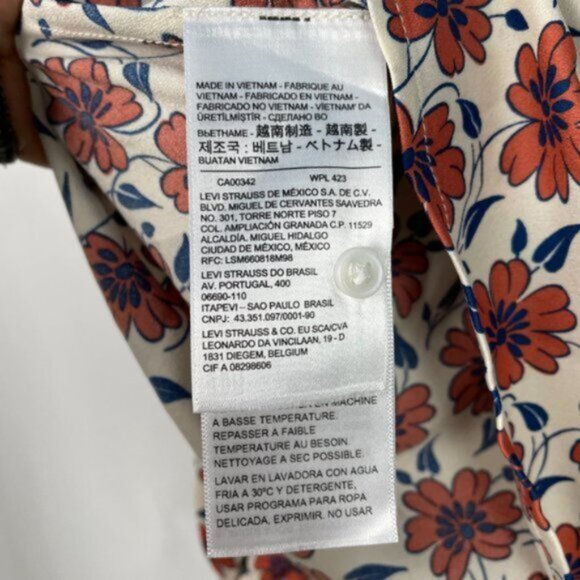 Levi's Blouse Top Gillian Mockneck Floral Pattern Puff Sleeve Size S - Picture 7 of 8